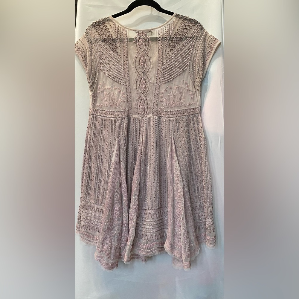 Free People Beaded Embroidered Lilac Dress Size Small